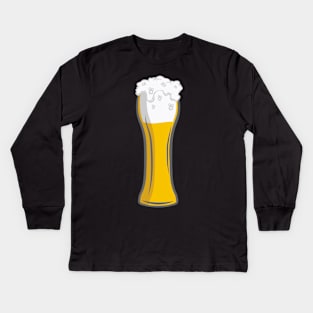 Beer Drinking Glass T-Shirt Drink Gifts Craft Pong Kids Long Sleeve T-Shirt